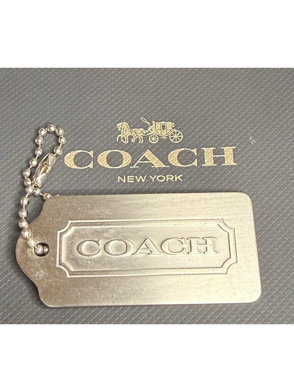 Coach Metal Hangtag - Brushed Nickel/Silver (2.25")